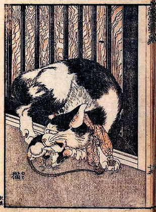 Katsushika Hokusai, Cat and rat
