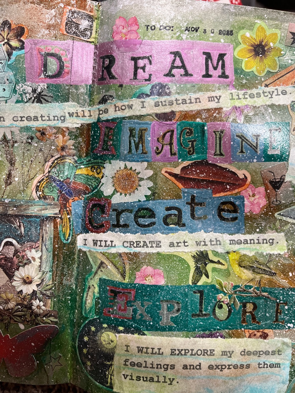 Collage with the words Dream, Imagine, Create, and Explore