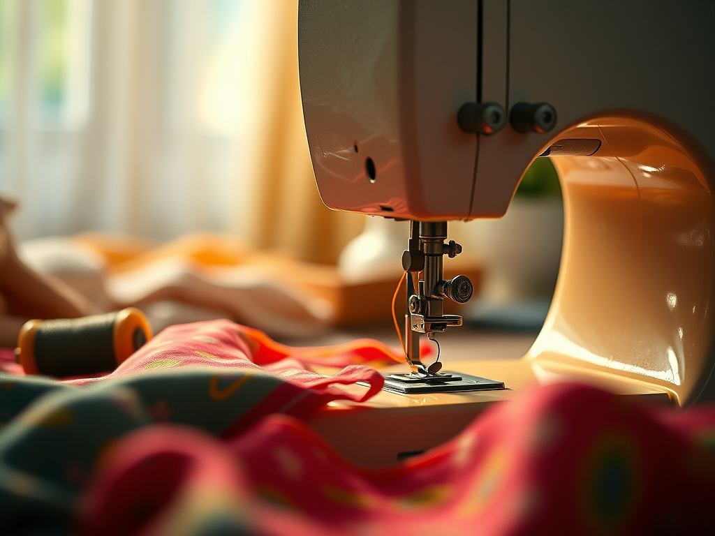 Close up of sewing machine